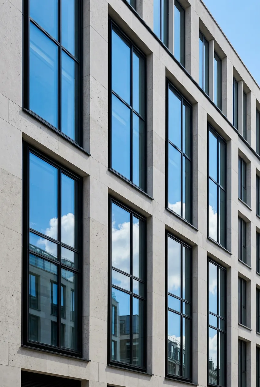 Fassade mit grossen Fenstern